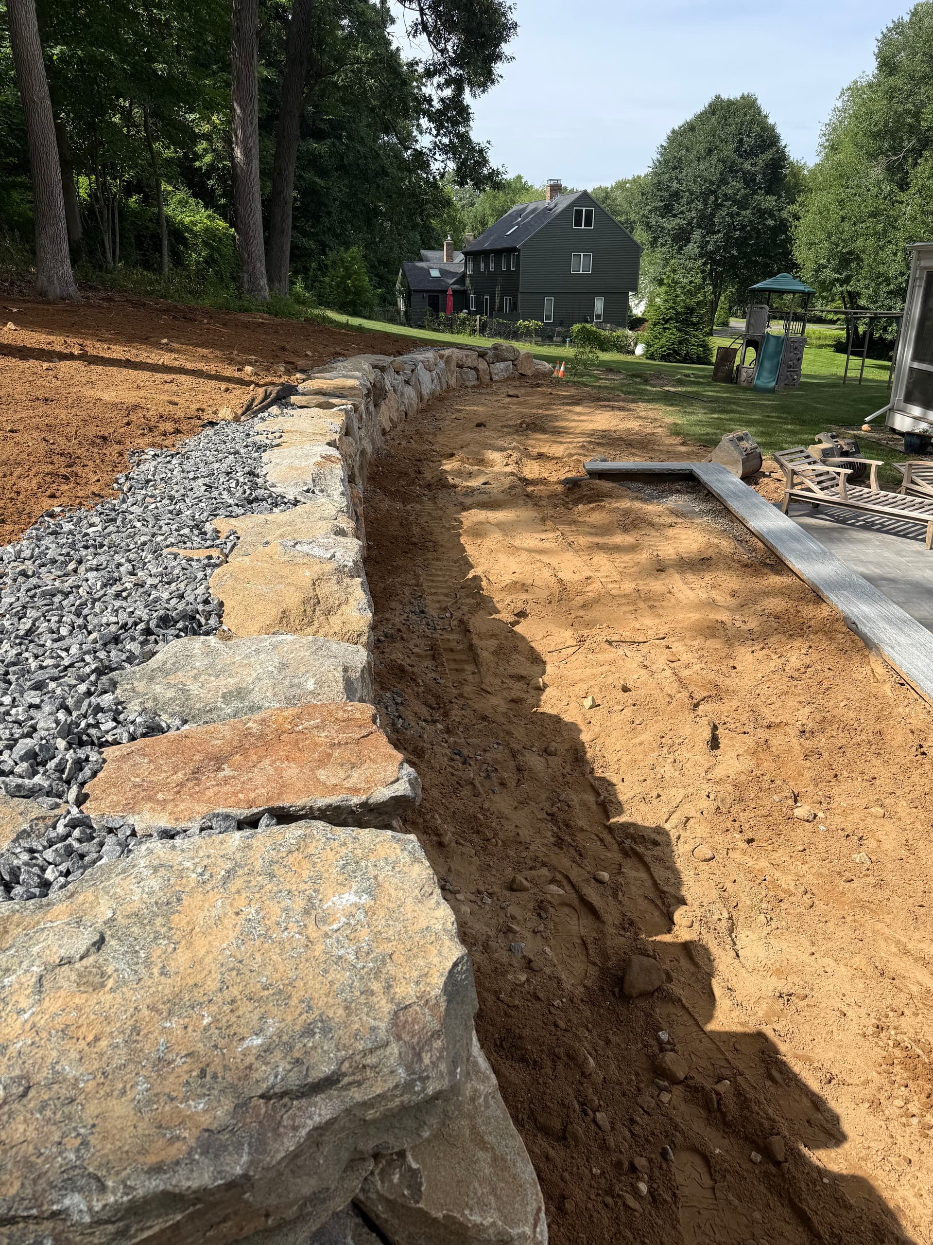 Gallery photos for Boulder Retaining Wall and Stone Steps Solve a Runoff Problem: Image #2